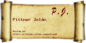 Pittner Jolán névjegykártya